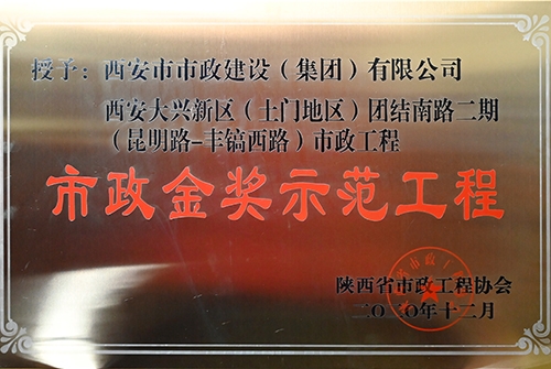市政金獎示范工程，大興新區(qū)團結(jié)南路二期（昆明路豐鎬西路）